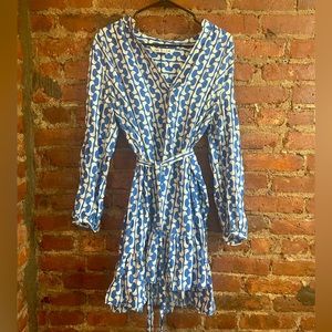 Zara blue and white size L patterned dress